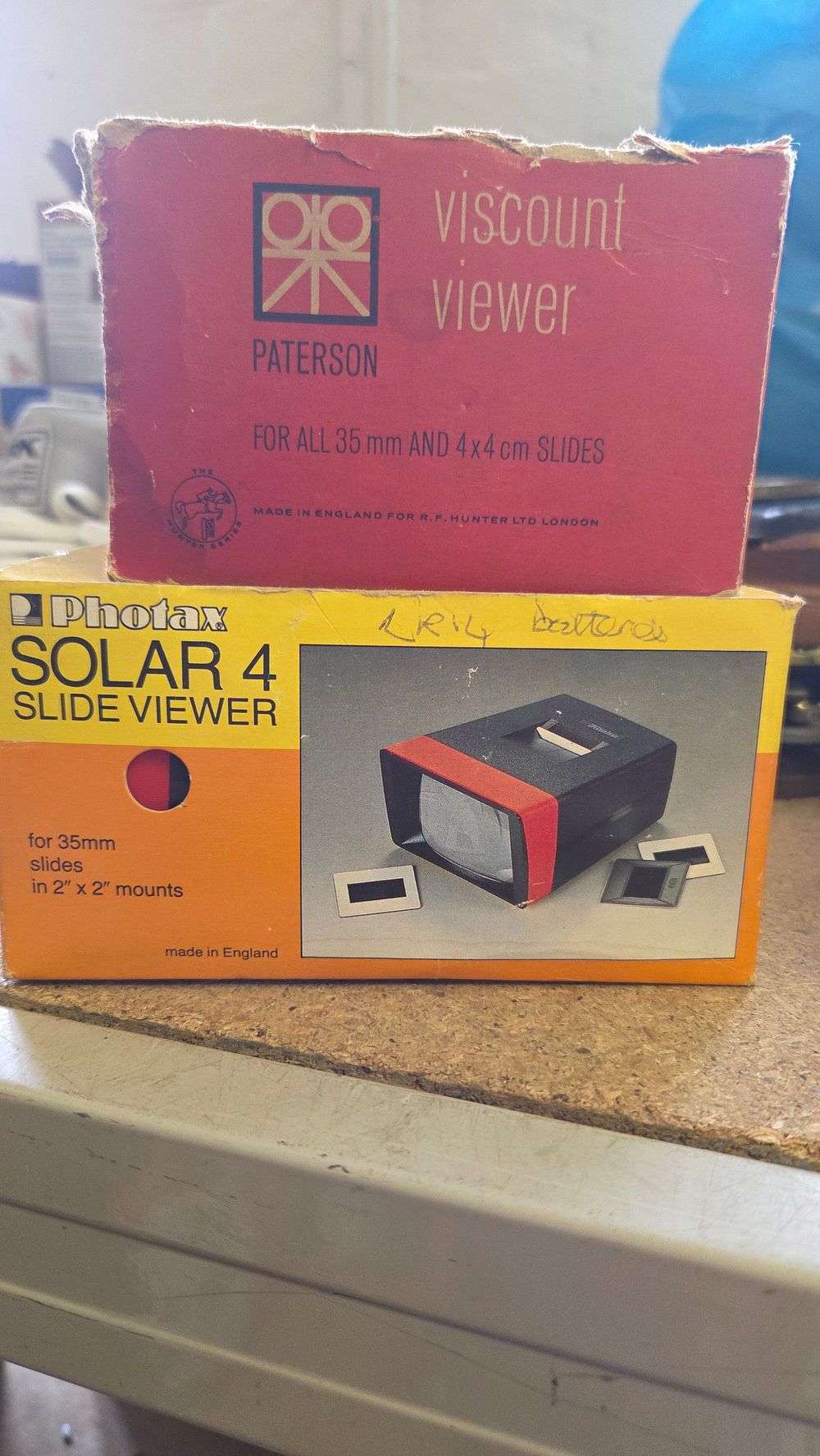 Lot 178 – Two Vintage British Made Slide Viewers comprising a Paterson Viscount and a Photax Solar 4