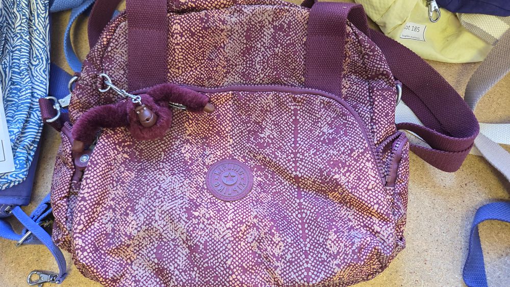 Lot 194 – Kipling Multi-Pocket Shoulder Bag with Snakeskin-Effect Print with Keychain