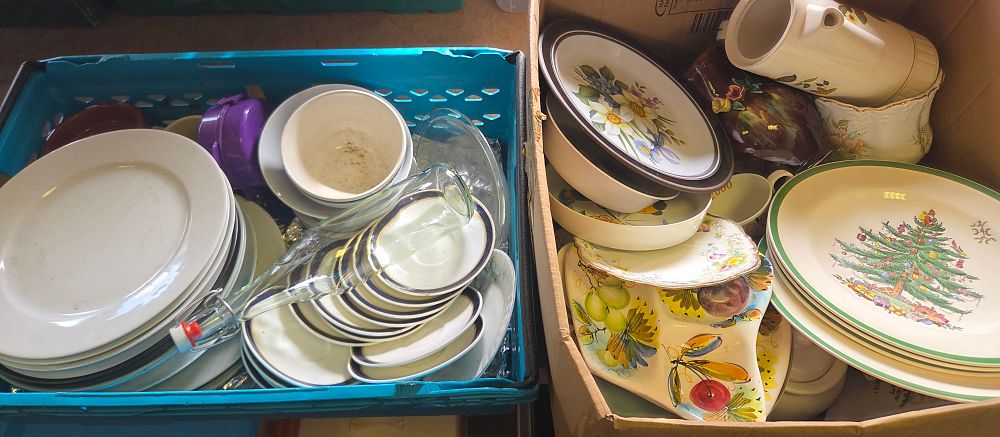 Lot 203 – Two Boxes of Household Ceramics, Tableware, and Glassware