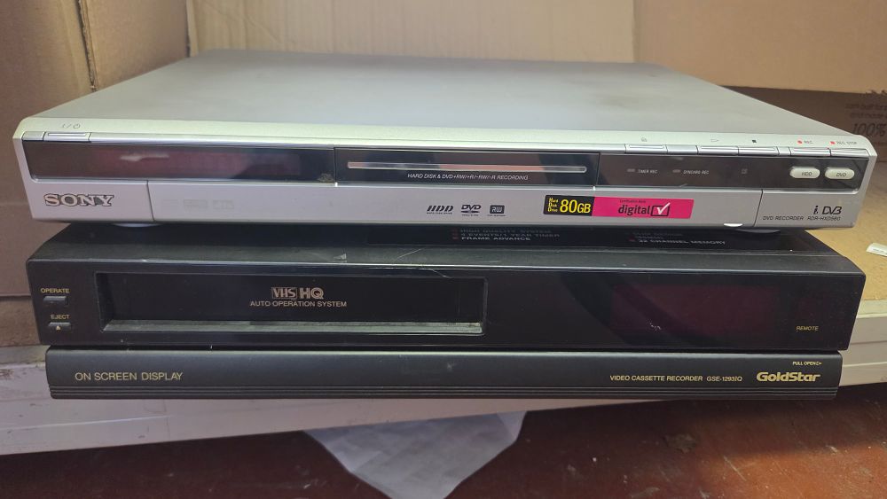 Lot 221 – A Pair of Home Entertainment Devices Comprising a Sony DVD/HDD Recorder and a GoldStar VHS Recorder