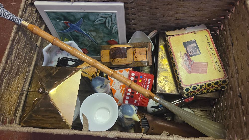Lot 299 – An Assortment of Vintage Collectables including Bamboo Stick, Tools, and Decorative Items