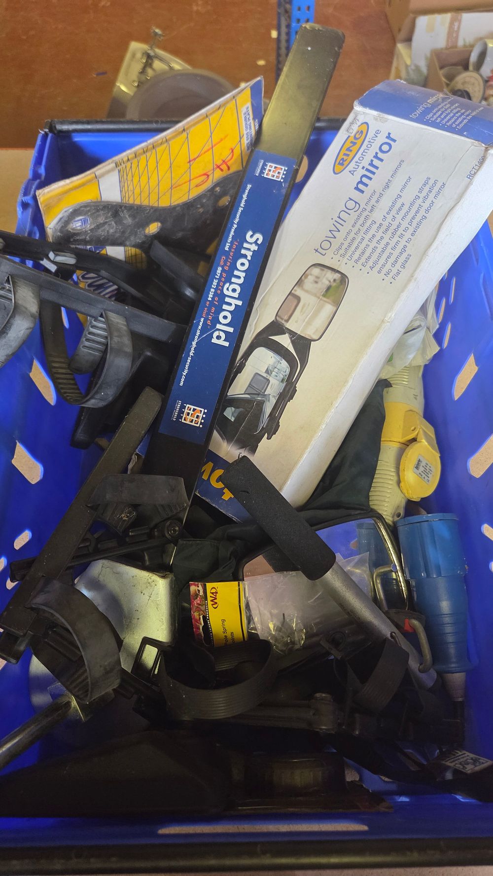Lot 340 – A Collection of Caravan and Towing Accessories including Ring Automotive Towing Mirror and Stronghold Security Bar