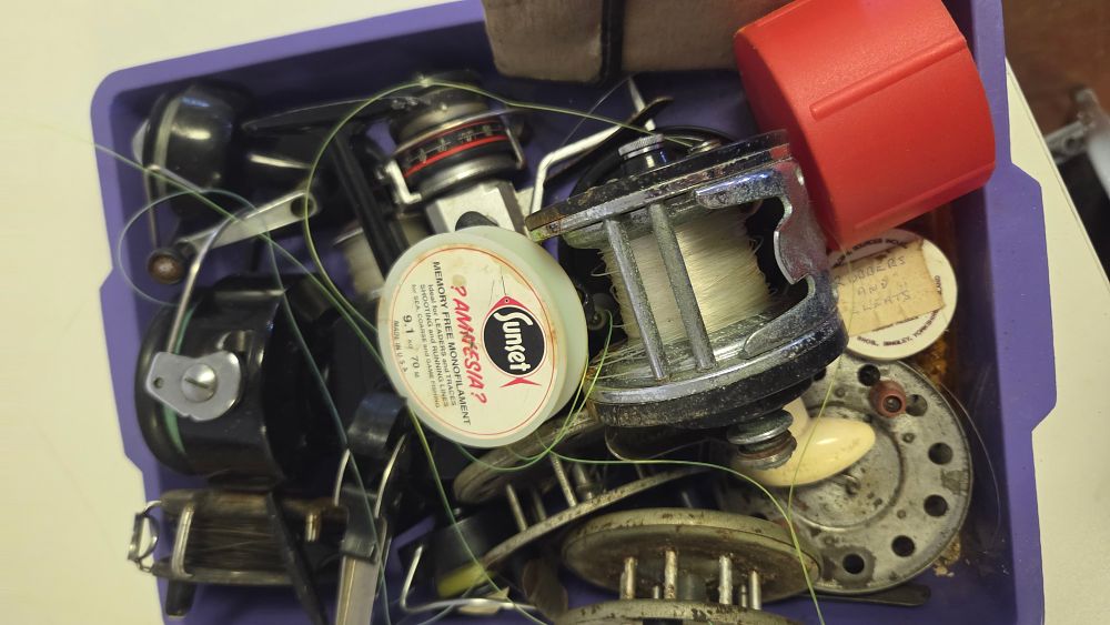 Lot 174 – A Collection of Vintage Fishing Reels and Angling Accessories including Multiplier and Centrepin Models