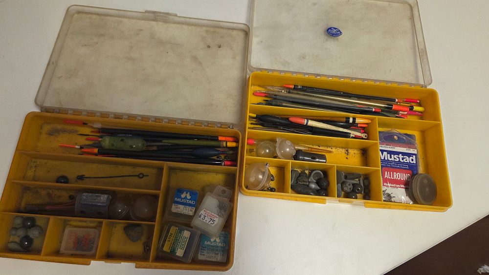 Lot 183 – A Collection of Vintage Coarse Fishing Tackle and Accessories in Two Yellow Storage Boxes