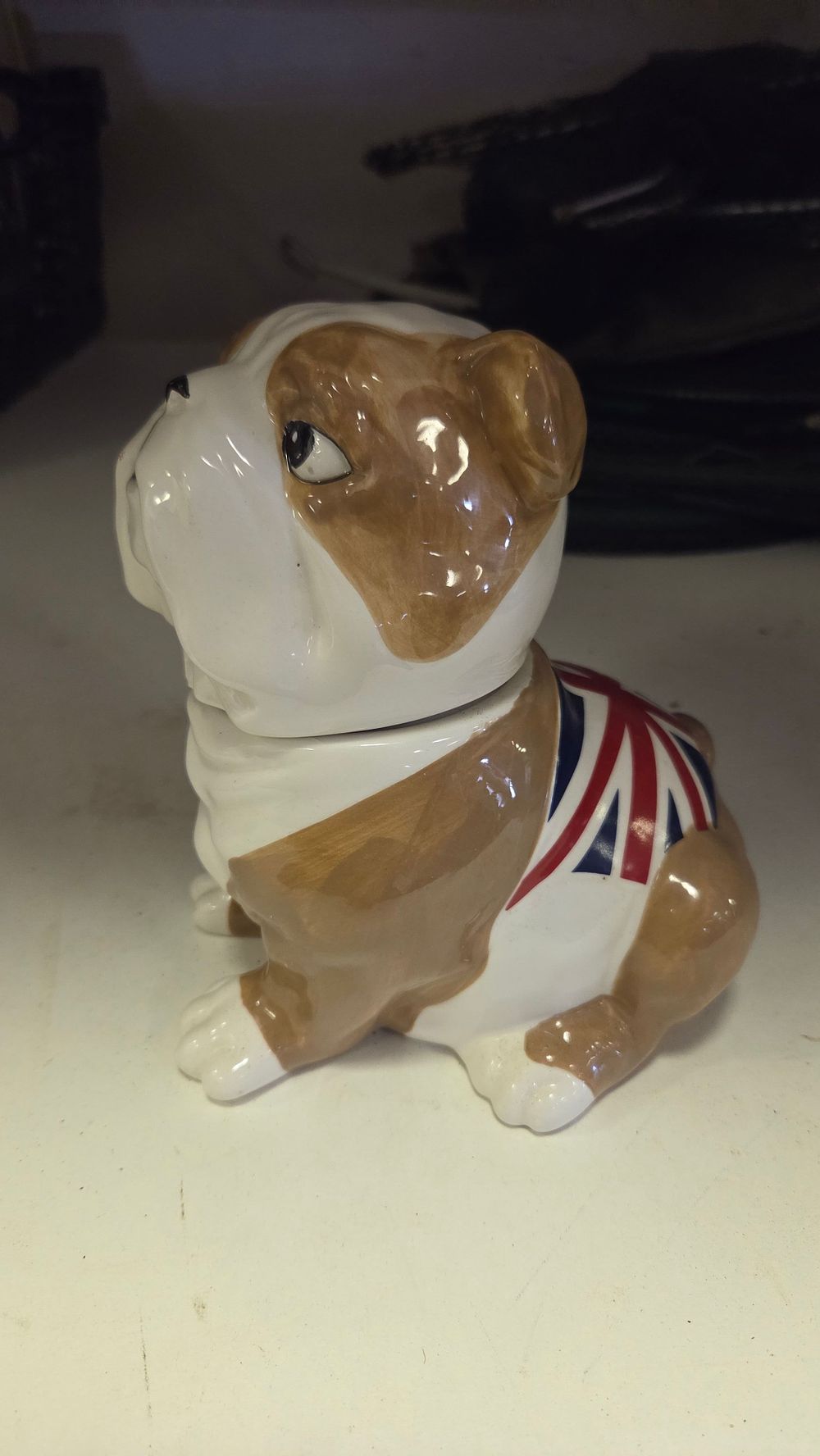 Lot 196 – A Novelty Glazed Ceramic British Bulldog Union Jack Storage Jar