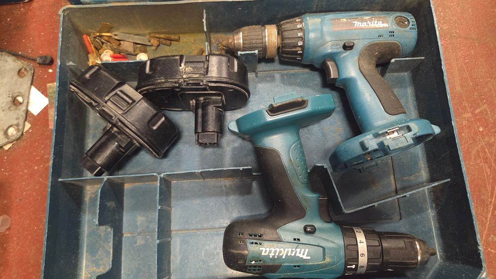 Lot 217 – A Pair of Makita 18V Cordless Drills and Accessories in Fitted Case