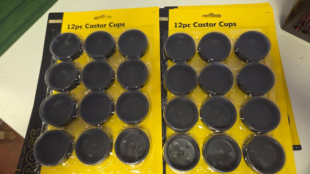 Lot 238 – Selection of Rosstools 12-Piece Black Plastic Furniture Castor Cup Sets