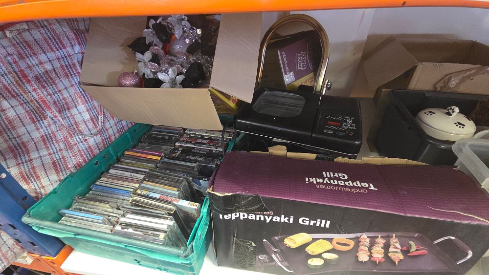 Lot 244 – An Assortment of Household Goods and Entertainment Media Including an Andrew James Teppanyaki Grill and Prima Bread Maker