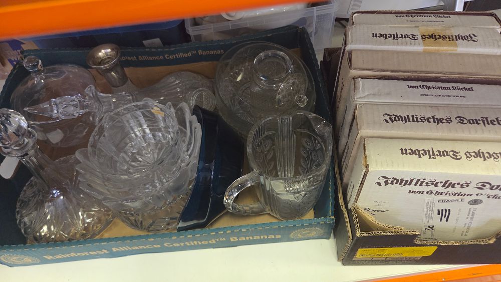 Lot 253 – Two Boxes of Pressed Glassware and Boxed West German Collector Plates
