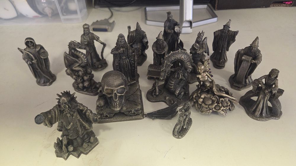 Lot 255 – A Collection of Cast Metal Fantasy Figurines in the Style of the Tudor Mint Myth and Magic Series