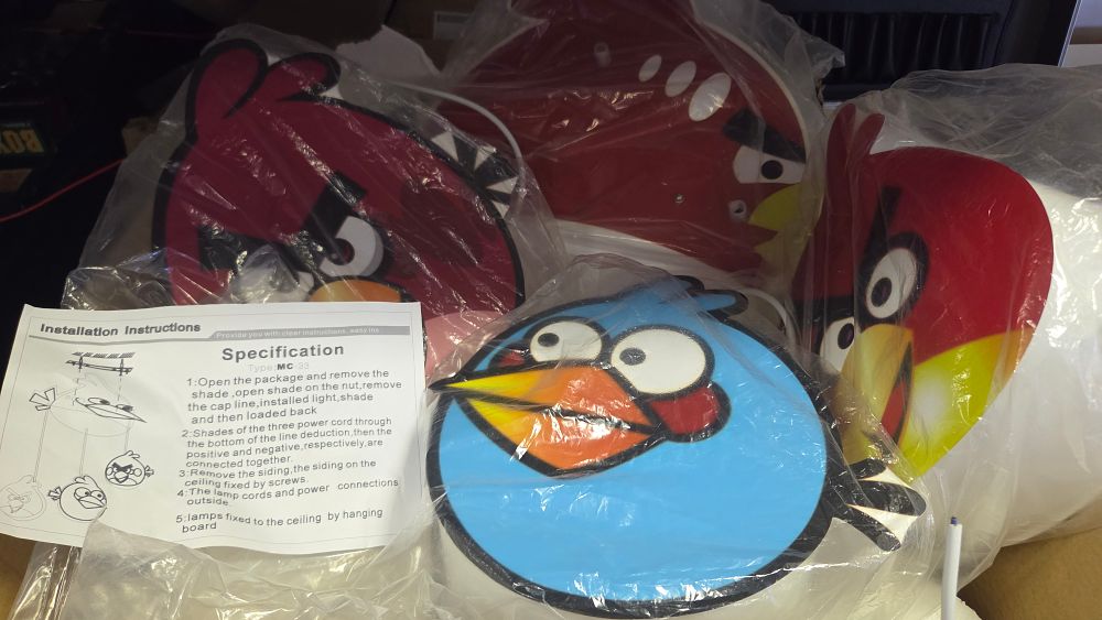 Lot 285 – A Set of Angry Birds Character Pendant Ceiling Light Fixtures