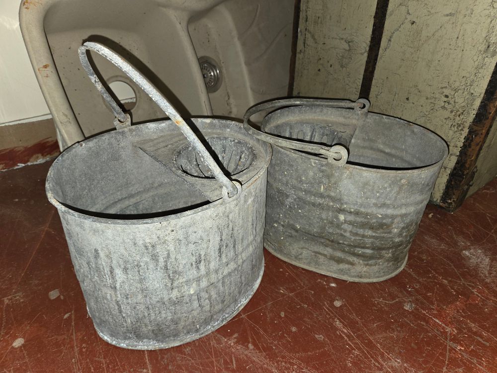 Lot 335 – Two Vintage Galvanised Steel Utility Buckets