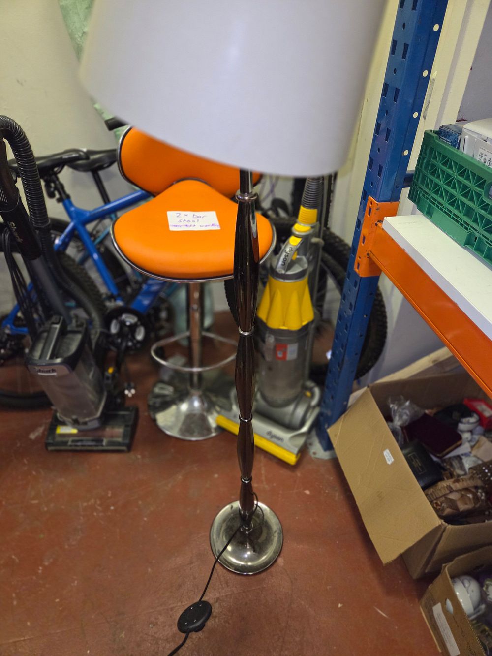Lot 348 – A mid-century modern style chrome and dark wood spindle floor lamp