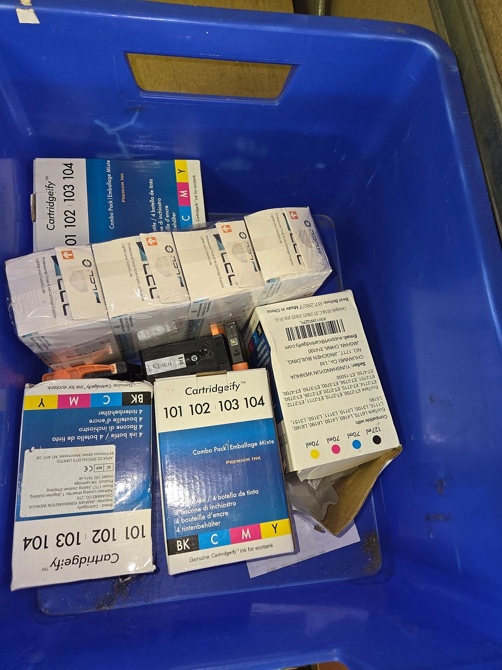 Lot 368 – A Collection of Printer Ink Cartridges and Bottles Featuring Cartridgeify and LCL Brands