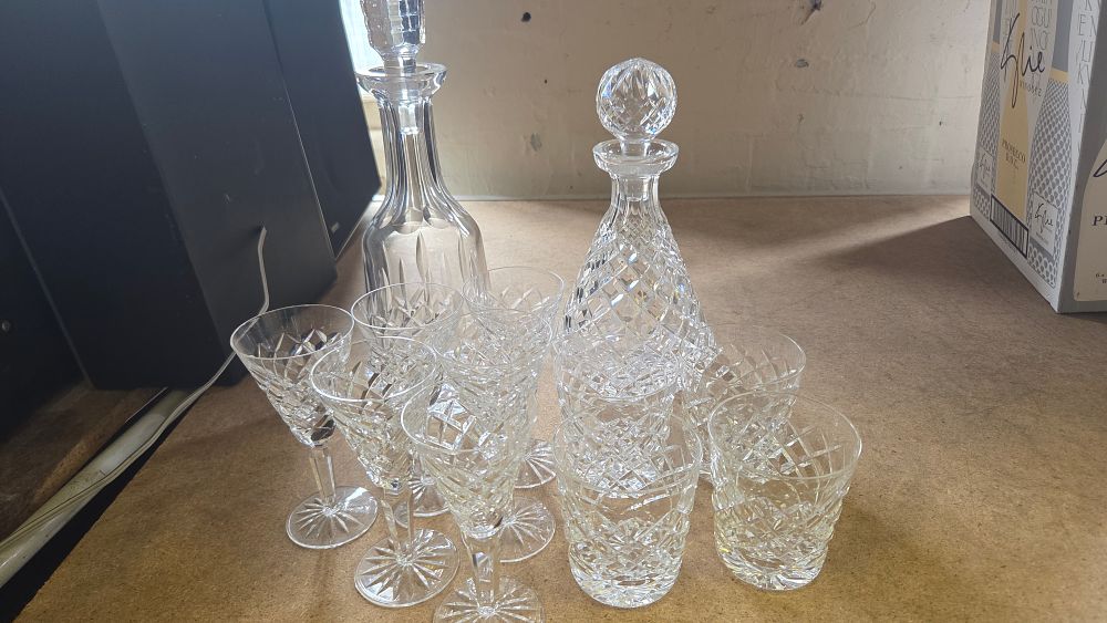 Lot 162 – A Collection of Cut Lead Crystal Glassware Including Two Decanters