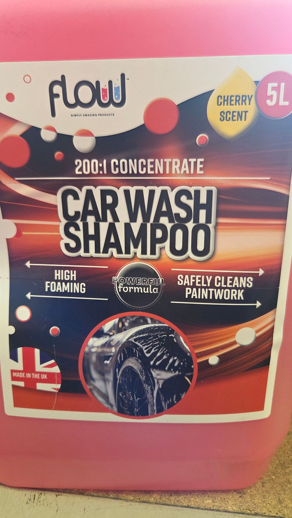 Lot 215 – Flow 200:1 Concentrate Cherry Scented Car Wash Shampoo, 5 Litre