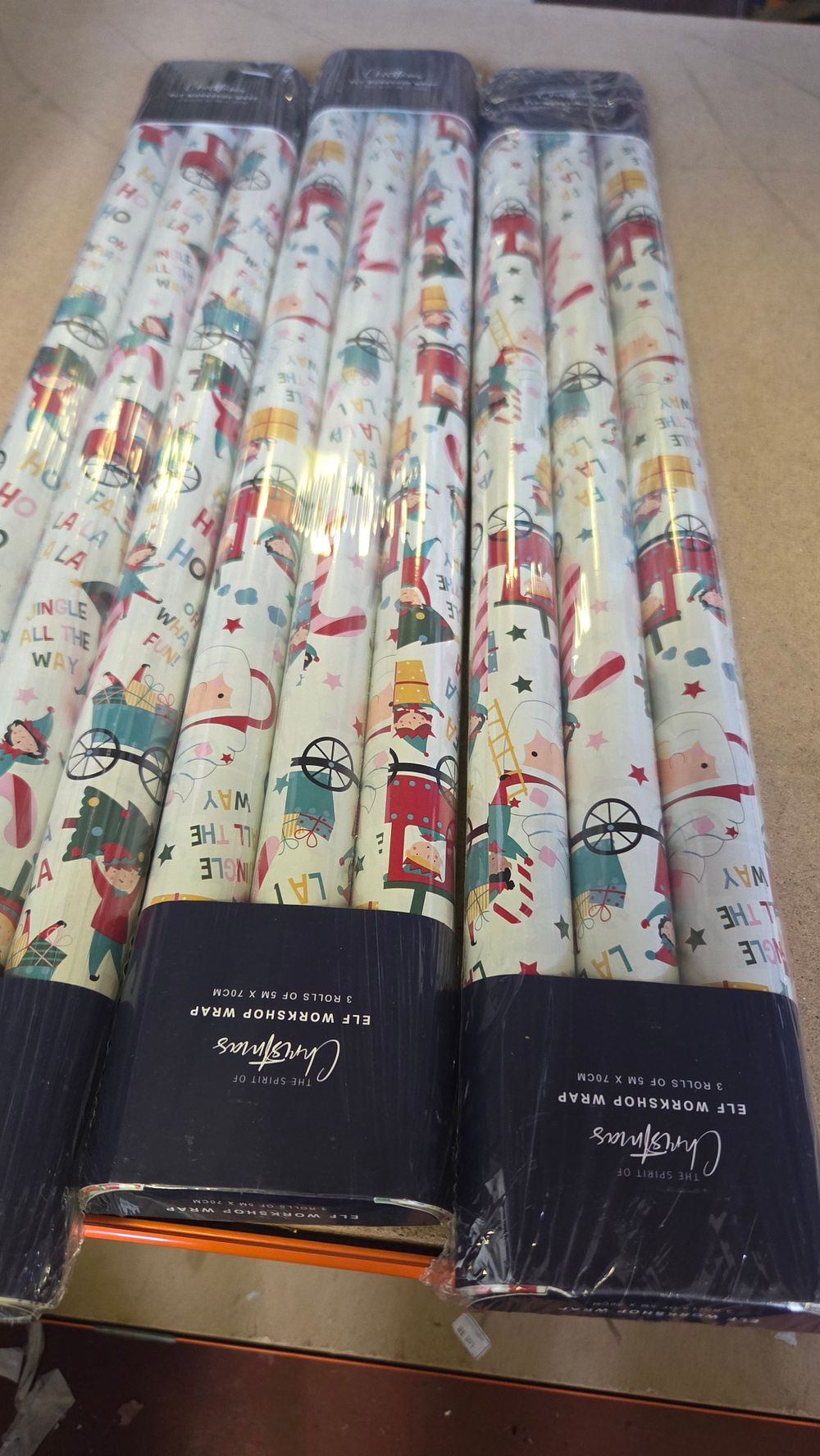 Lot 254 – Three Packs of The Spirit of Christmas Elf Workshop Wrap 3-Roll Gift Wrap