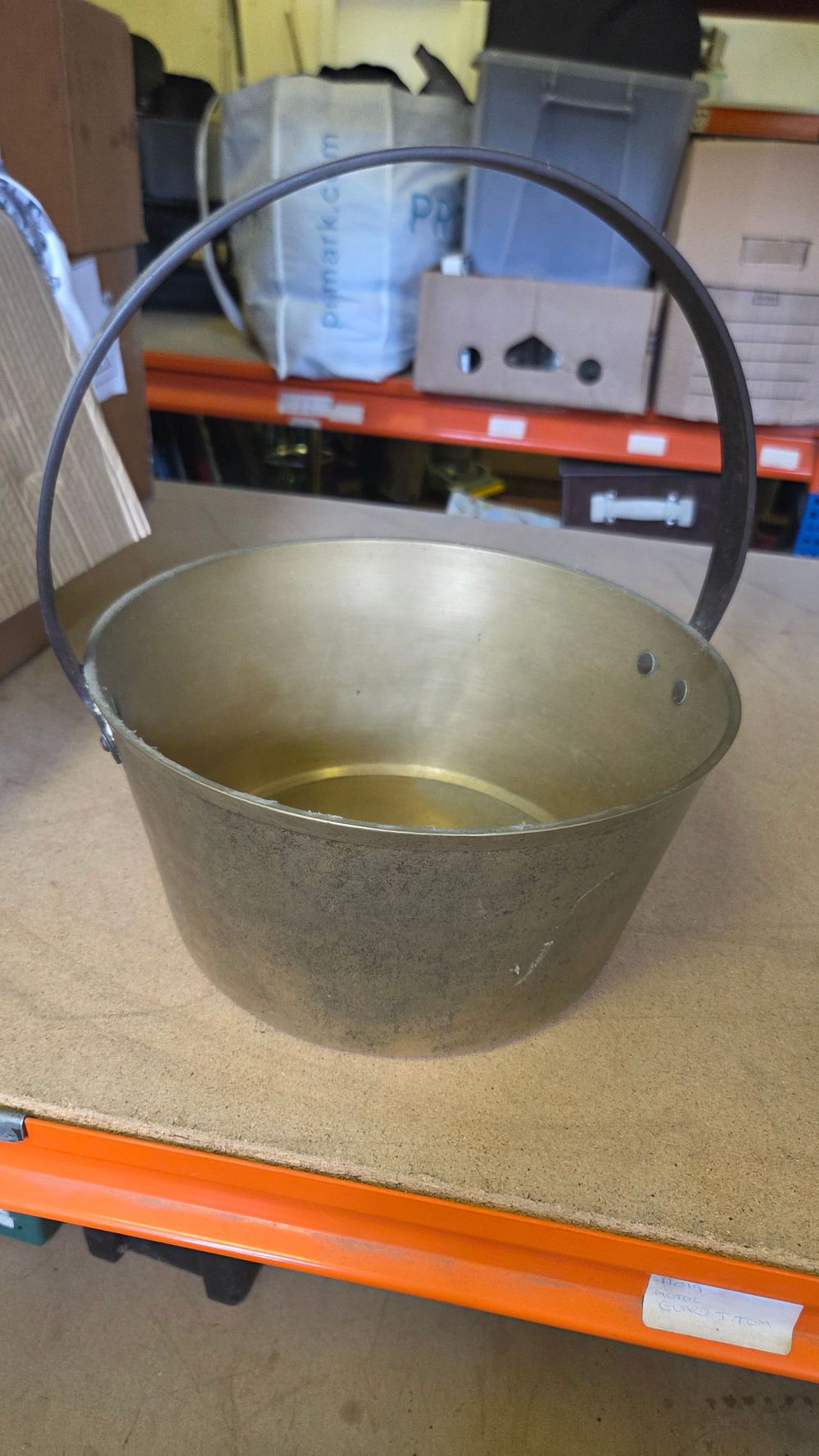 Lot 256 – Antique Brass Jam Pan with Forged Iron Handle