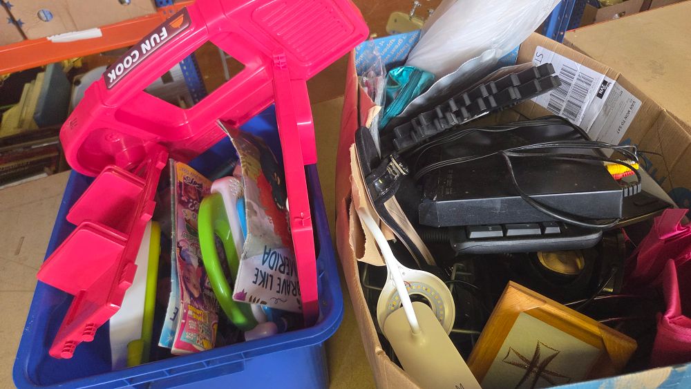 Lot 264 – Two boxes of Mixed Consumer Goods, Children’s Toys, and Electronics