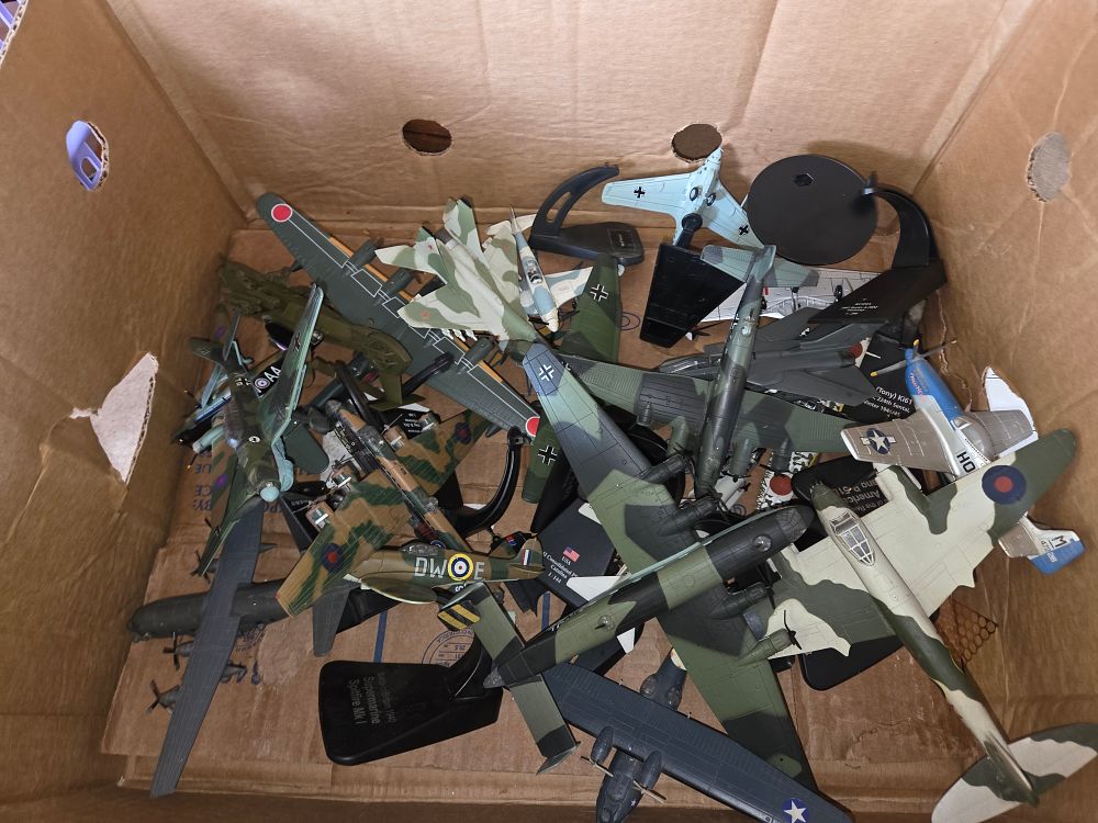 Lot 404 – A Collection of Approximately 20-25 Die-cast and Plastic Military Model Aircraft Including WWII Fighters and Bombers