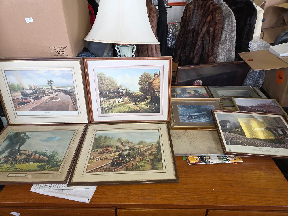 Lot 422 – A Collection of Framed Railway Interest Prints After Terence Cuneo, Don Breckon, and Others