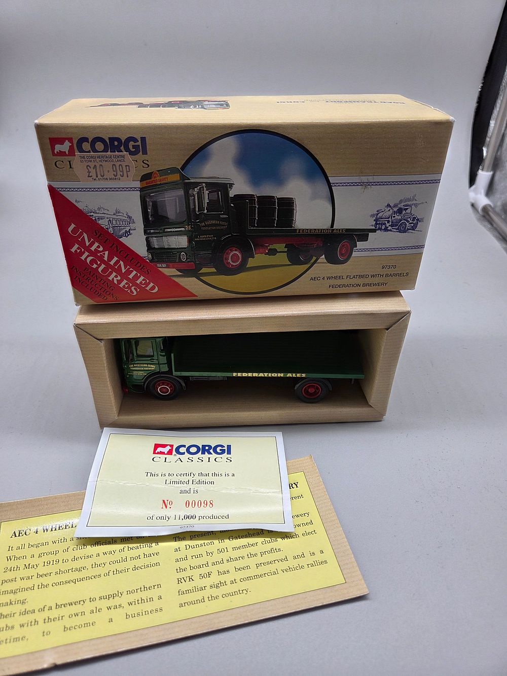 Lot 177 – Corgi Classics 97370 AEC 4 Wheel Flatbed Truck Federation Brewery with original box
