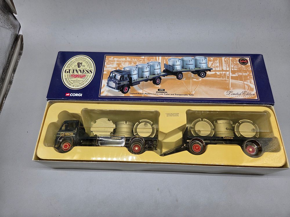 Lot 193 – Corgi 24901 Guinness Leyland Beaver Platform Lorry with Trailer and Transportable Tanks