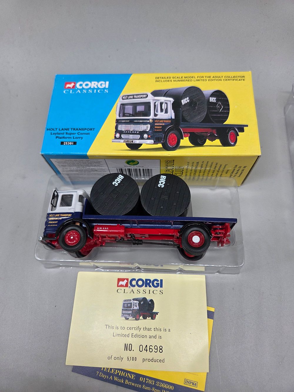 Lot 224 – Corgi Classics Leyland Super Comet Platform Lorry Holt Lane Transport Limited Edition with Original Box