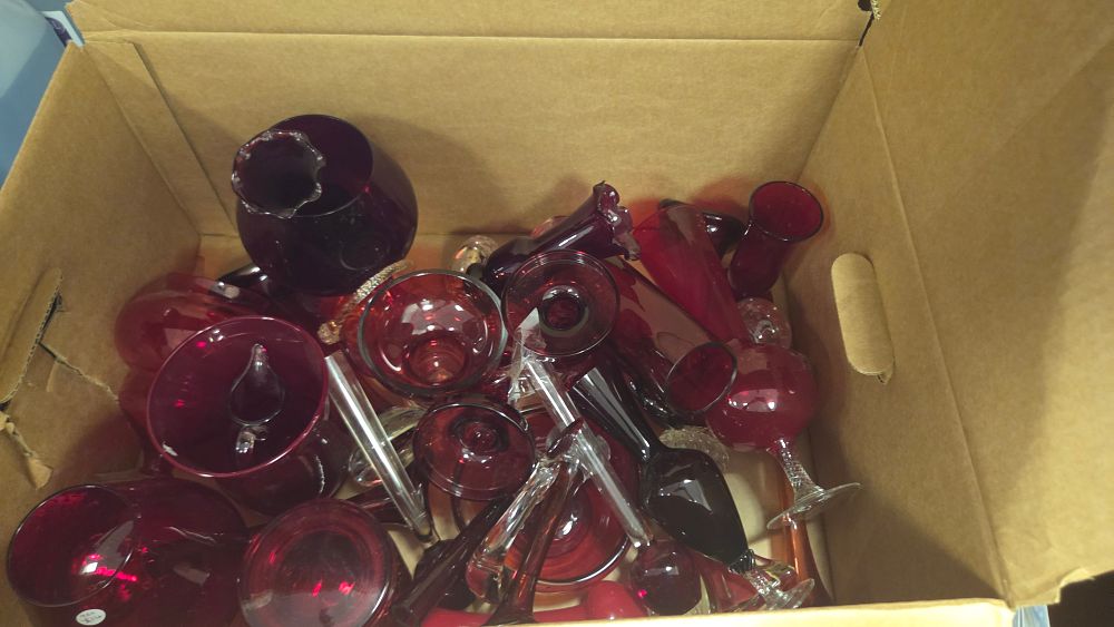 Lot 170 – A Collection of Ruby and Cranberry Coloured Decorative Glassware