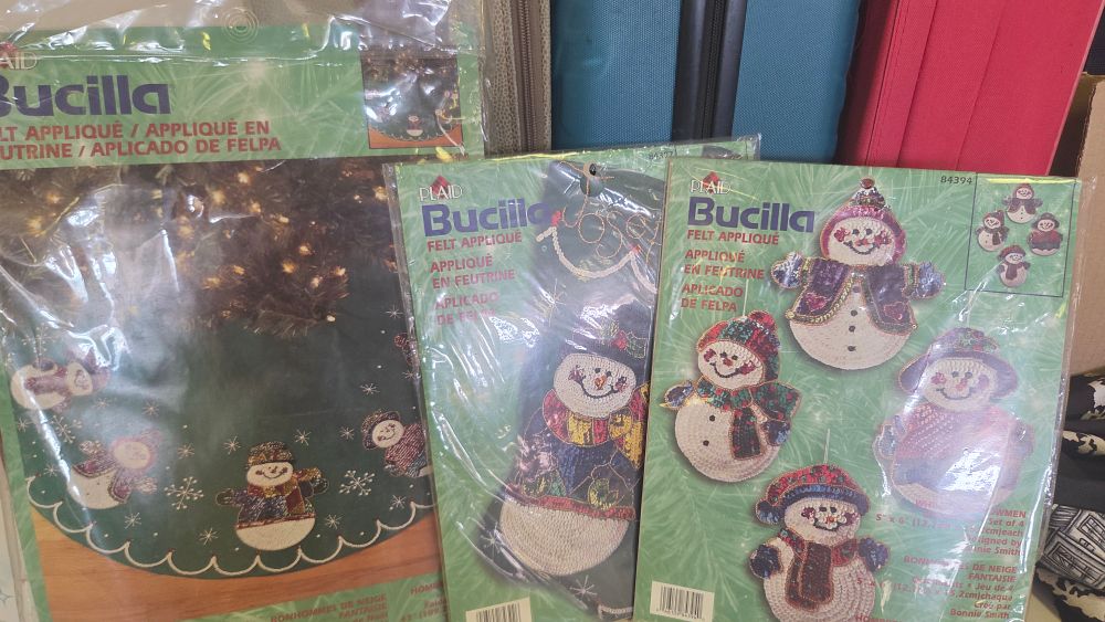 Lot 213 – Three Plaid Bucilla Felt Applique Christmas Craft Kits