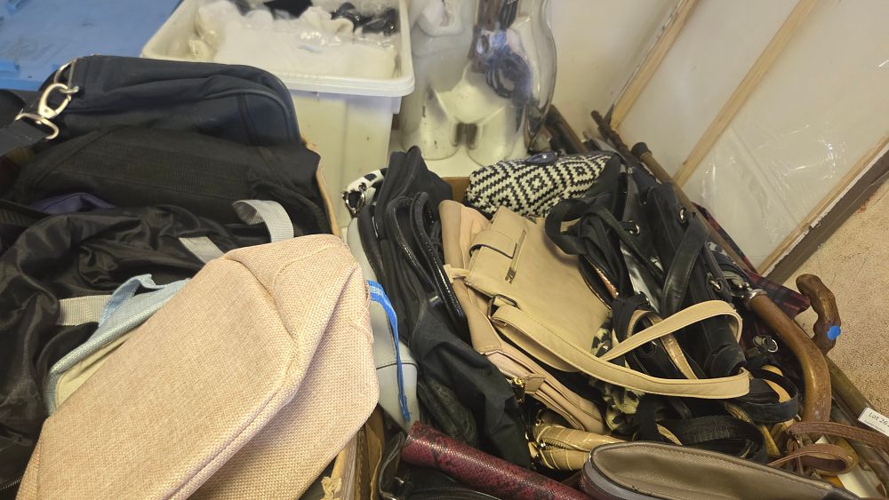 Lot 263 – Two Bags of Assorted Purses, Handbags, and Travel Bags