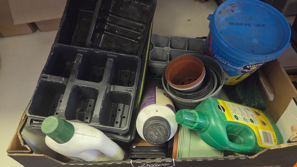 Lot 274 – A Collection of Assorted Gardening Supplies, Plant Food, and Seed Trays