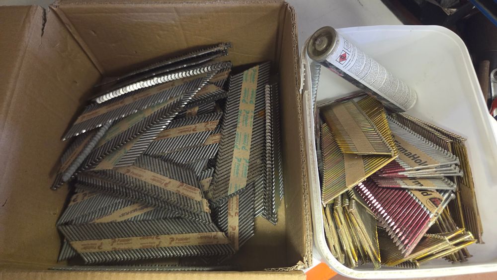 Lot 278 – A Collection of Collated Framing Nails and a Fuel Cell featuring Paslode and FirmaHold Brands