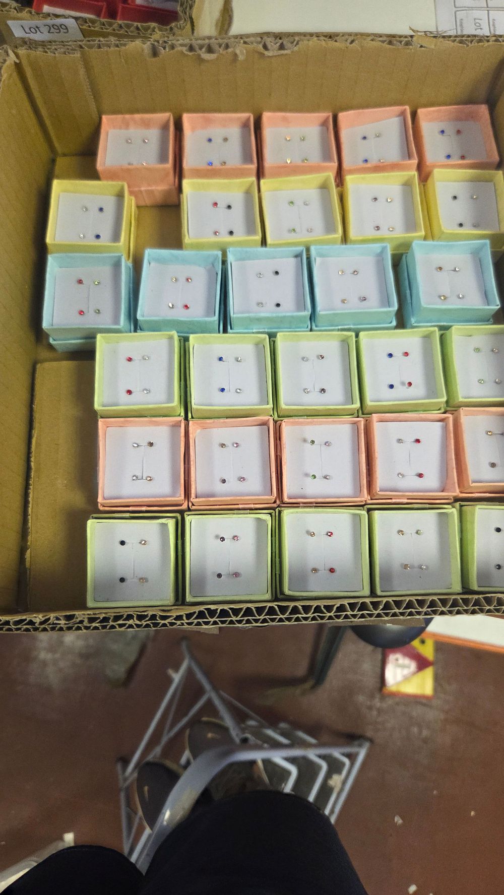 Lot 300 – An Assortment of Approximately Sixty Pairs of Contemporary White Metal and Coloured Stone Stud Earrings