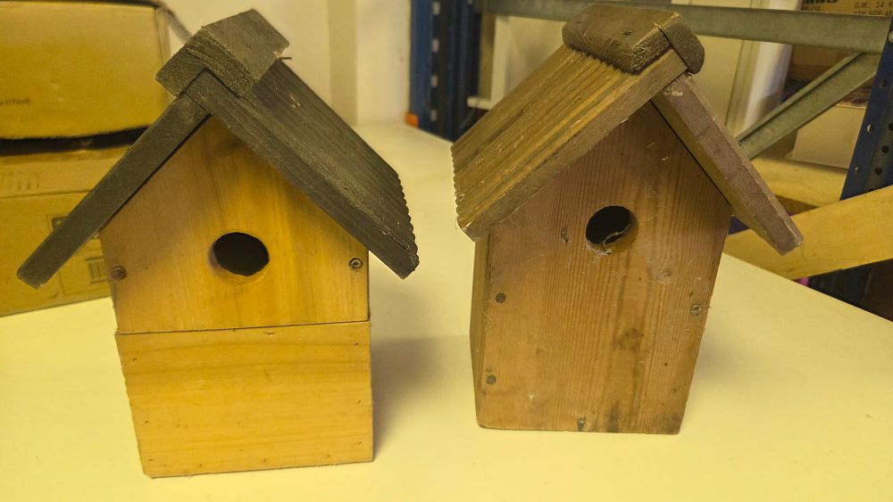 Lot 323 – A Pair of Rustic Wooden Wild Bird Nesting Boxes