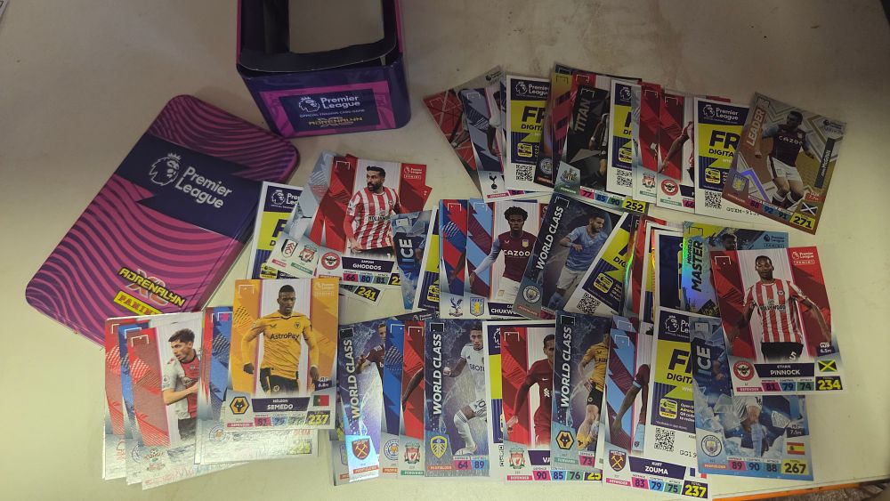 Lot 328 – A Collection of Panini Adrenalyn XL Premier League 2022/23 Trading Cards and Storage Tin