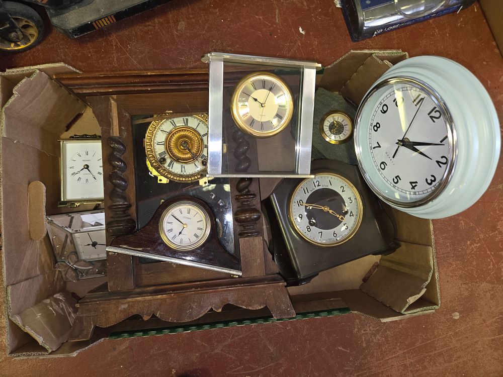 Lot 410 – A Collection of Assorted Mantel and Wall Clocks including Smiths Enfield, Metamec, and Citizen Examples