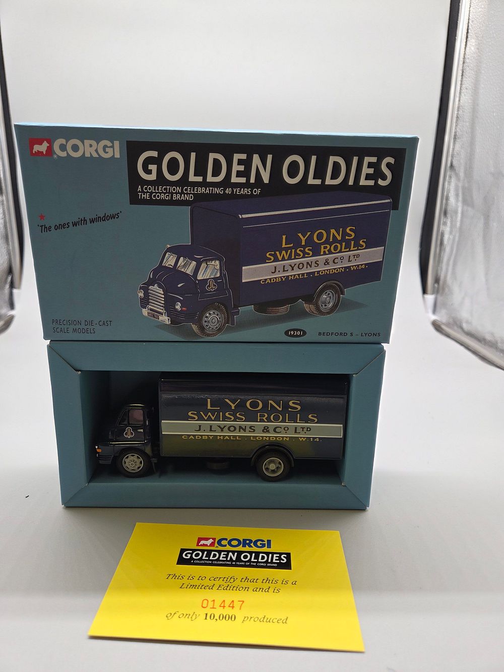 Lot 240 – Corgi Golden Oldies 19301 Bedford S-Type Box Van Lyons Swiss Rolls Limited Edition