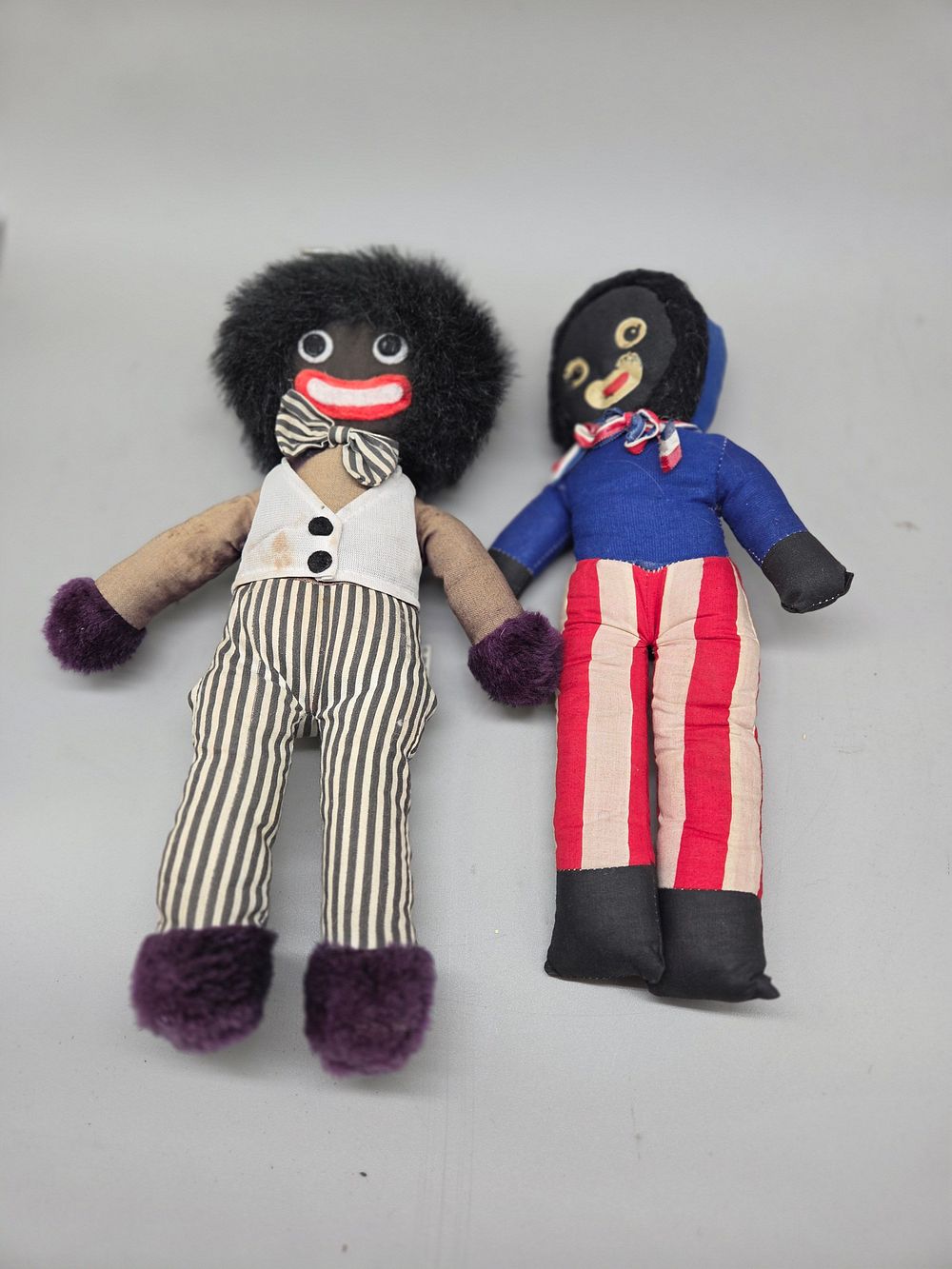 Lot 261 – A Pair of Vintage Cloth Golly Dolls including a Salco Example