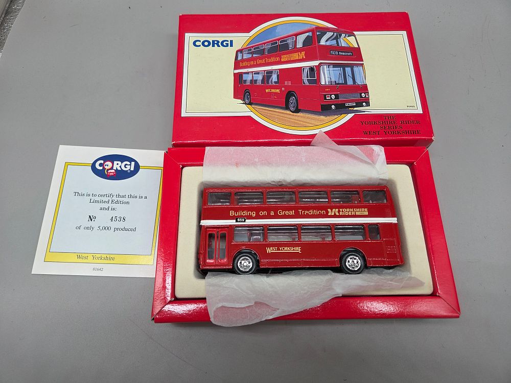 Lot 273 – Corgi The Yorkshire Rider Series West Yorkshire Leyland Olympian Double Decker Bus 91855