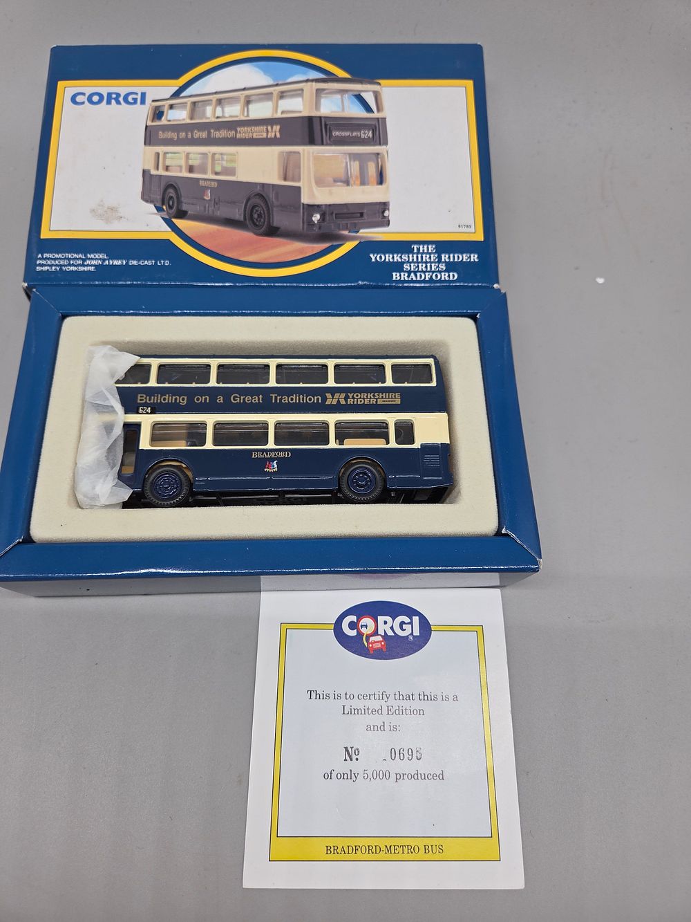 Lot 302 – Corgi The Yorkshire Rider Series Bradford Die-Cast Model Bus