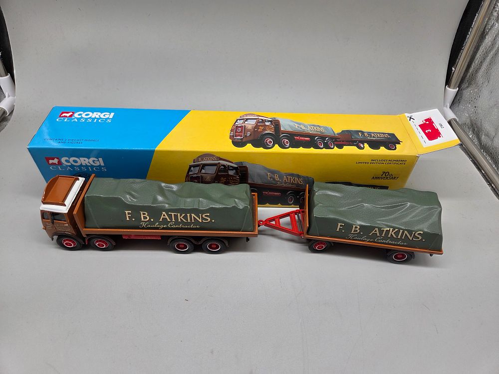 Lot 337 – Corgi Classics 27601 Atkinson 8 Wheel Truck and Trailer with Loads F.B. Atkins