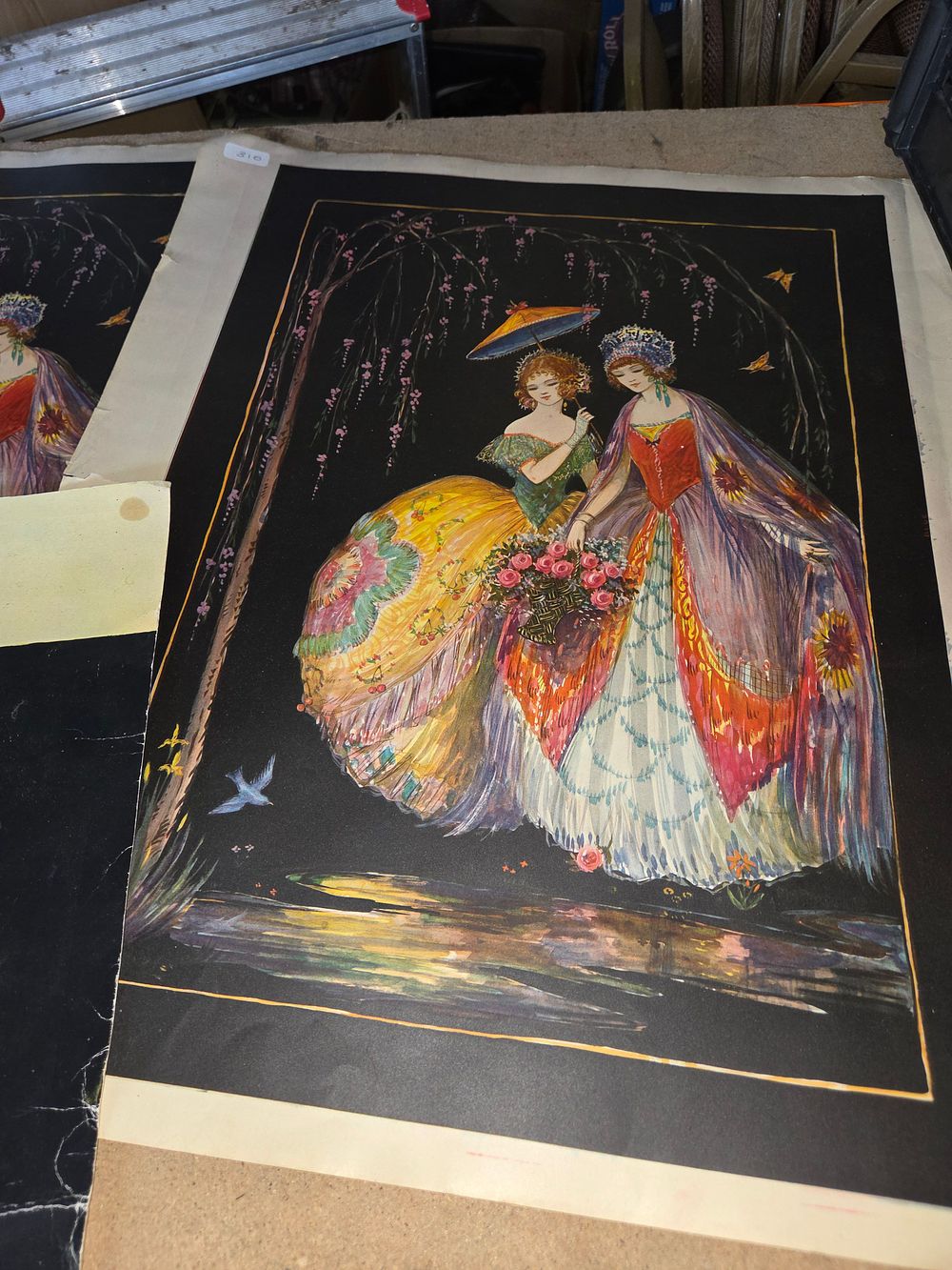 Lot 340 – A Selection Illustration Works Including an Art Deco Style Composition Attributed to Marygold and an Arrow Advertising Print