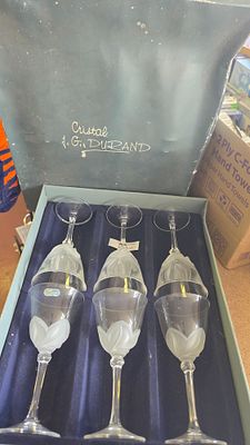 A Set of Six J.G. Durand Florence Pattern 24 Per Cent Lead Crystal Wine Glasses
