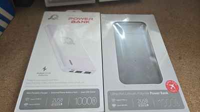 A Pair of JQ 10,000mAh Ultra-Thin Lithium Polymer Power Banks in Original Packaging