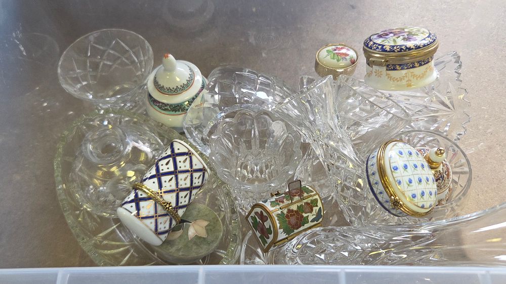 Lot 197 – A Collection of Cut Glass Tableware and Porcelain Trinket Boxes