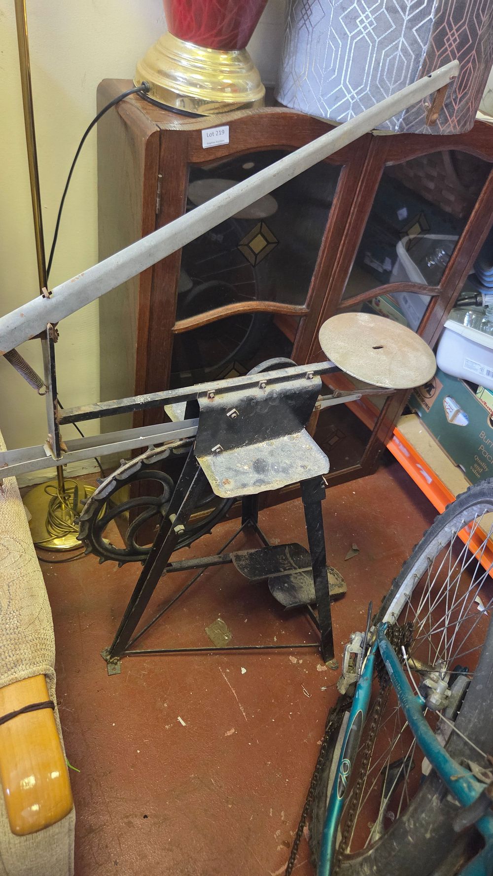 Lot 221 – Antique Foot-Treadle Powered Sharpening Wheel Frame
