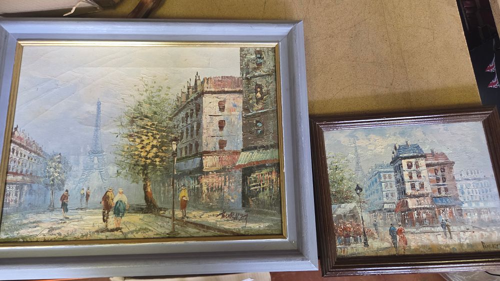 Lot 242 – A Pair of Oil on Canvas Paris Street Scenes, Caroline Burnett,