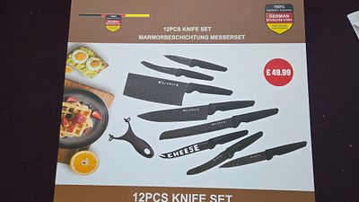 A 12-Piece W&uuml;rzburg Marble-Coated Stainless Steel Kitchen Knife Set