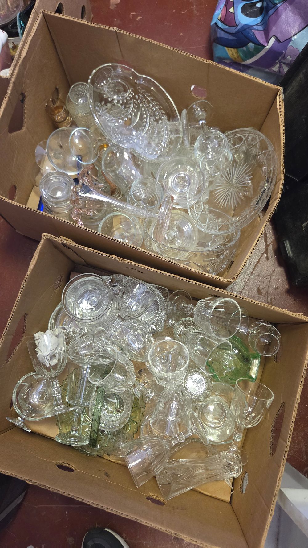 Lot 195 – Two Boxes of Assorted Cut Glass and Crystal Tableware